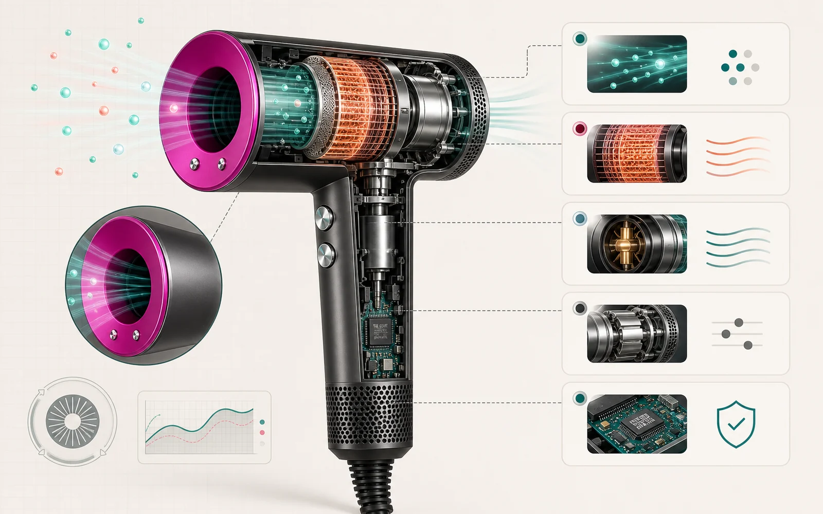 Blow Dryer internal construction and configurable components / 吹风机 内部结构与可配置部件