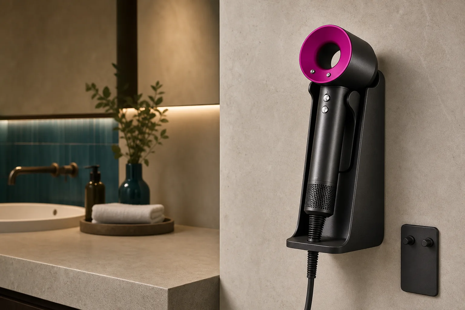 Wall mounted hair dryer